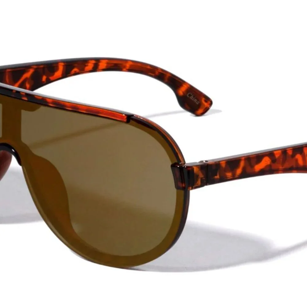 Sports Men Sunglasses Tortoise‎ Frame Gold Mirror Lens Light Weight Confortable